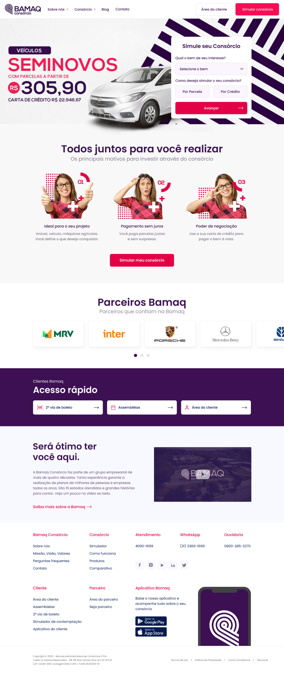 Interface do projeto Bamaq Consórcio