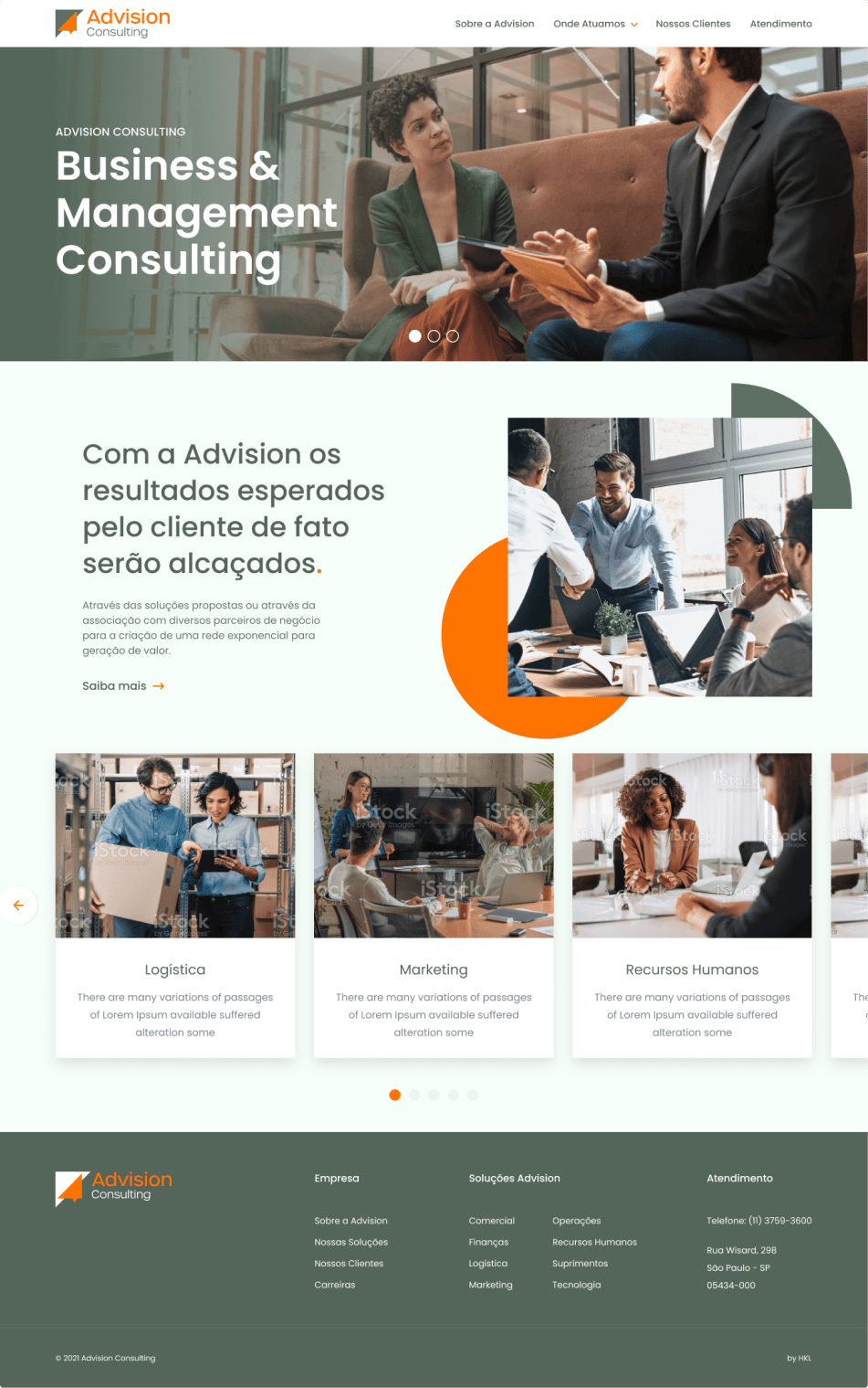 Interface do projeto Advision Consulting