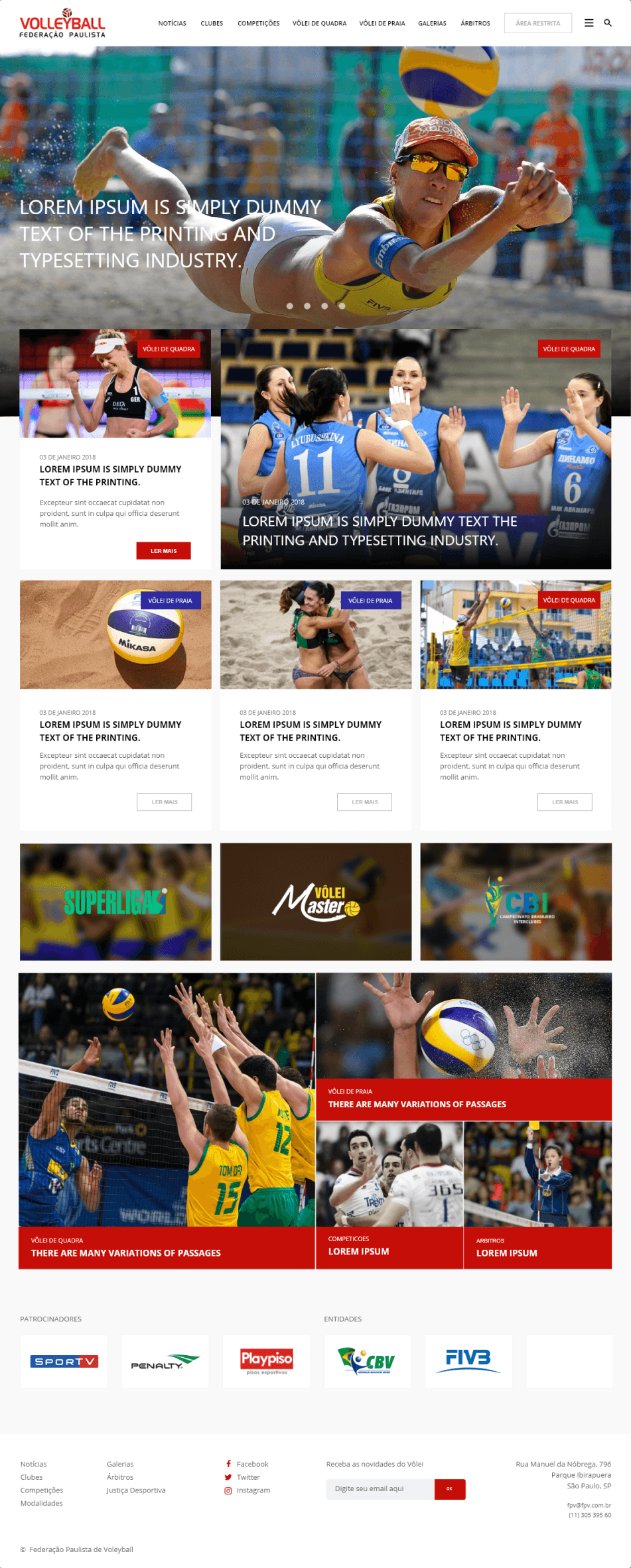 Interface do projeto Federação Paulista Vôlei