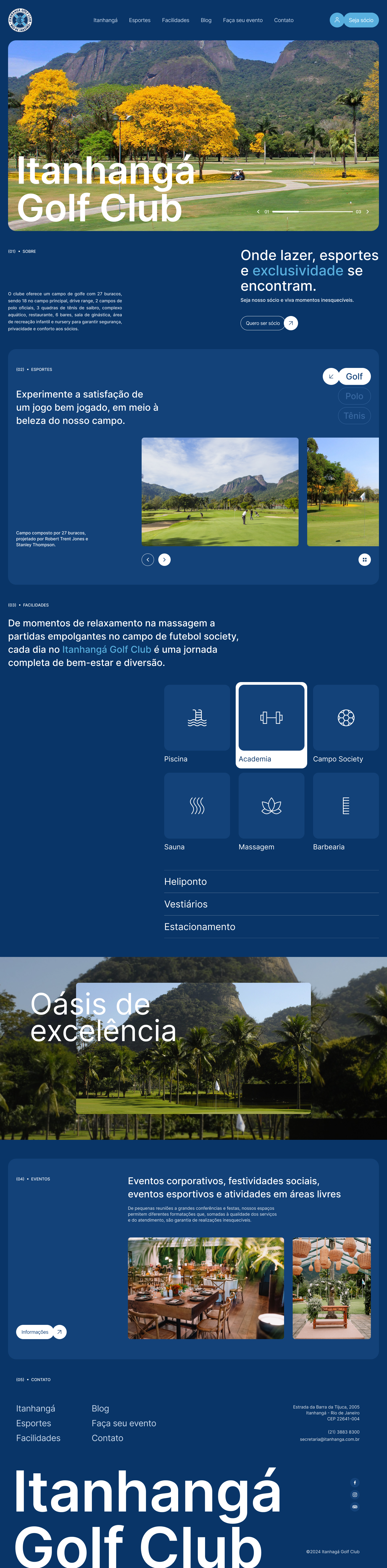 Interface do projeto Itanhangá Golf Club