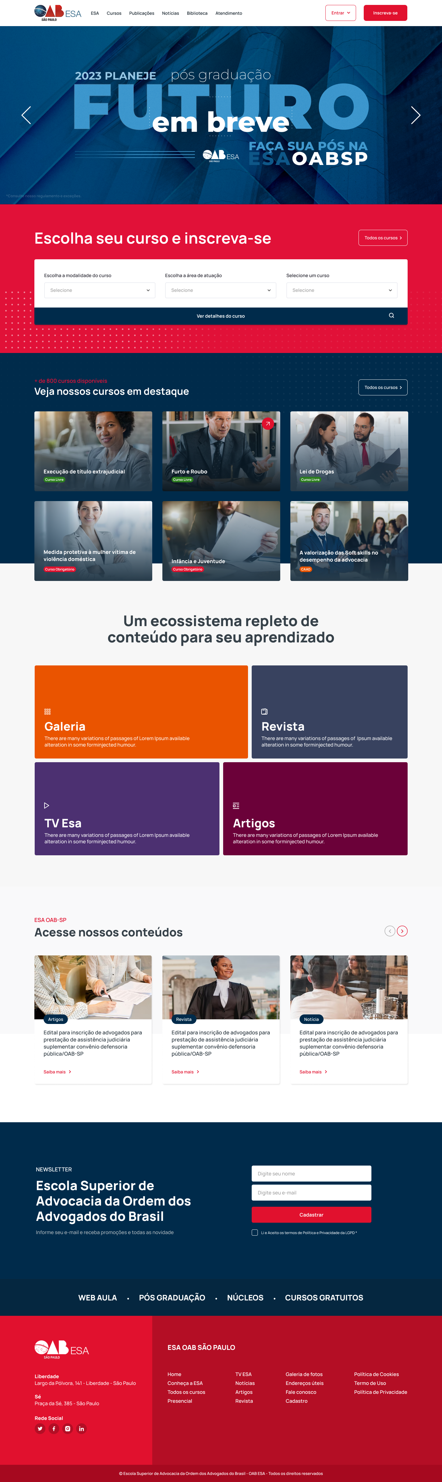 Interface do projeto ESA OAB